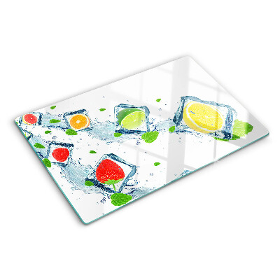 Glas schneidebrett Fruchtmotiv mit bunten Scheiben