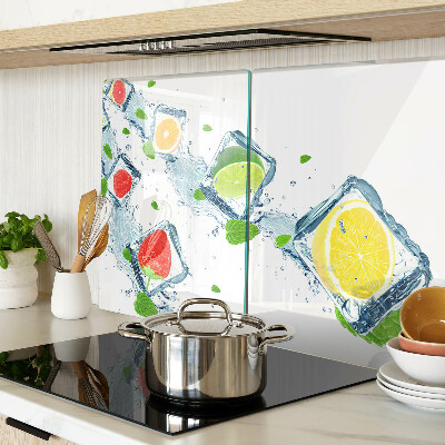 Glas schneidebrett Fruchtmotiv mit bunten Scheiben