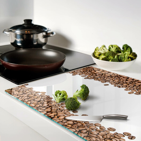 Glas-Schneidebrett mit Motiv Kaffeebohnen