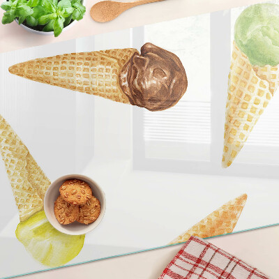 Schneidebrett mit aufgedrucktem Motiv einer Eiscreme in einer Waffeltüte