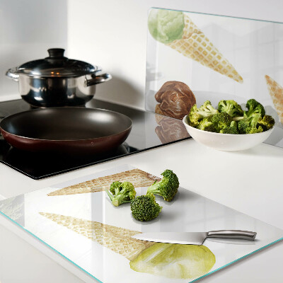 Schneidebrett mit aufgedrucktem Motiv einer Eiscreme in einer Waffeltüte