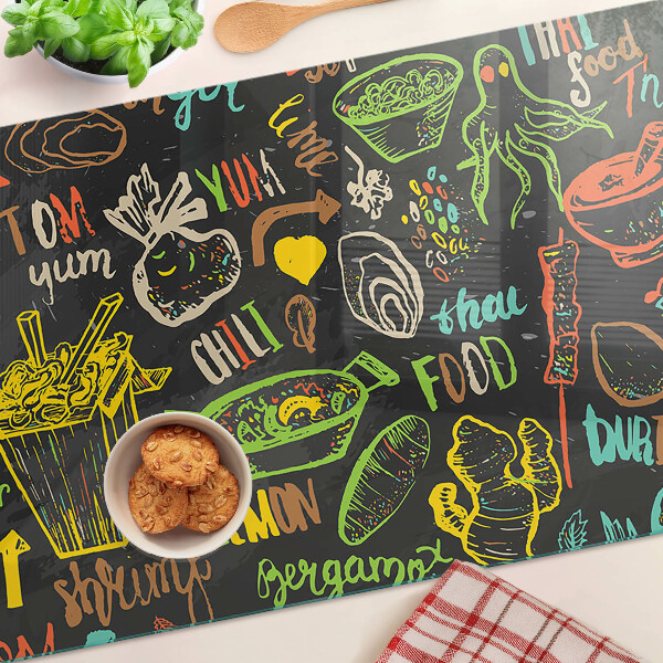 Schneidebrett glas Kulinarisches Thema mit Essen