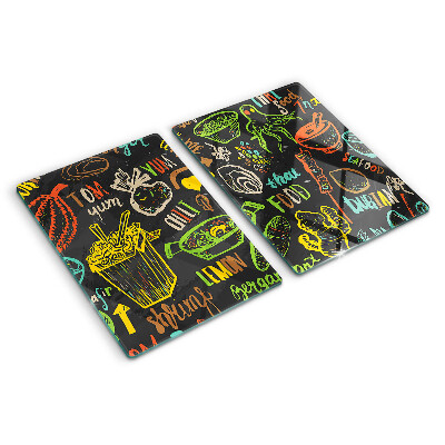 Schneidebrett glas Kulinarisches Thema mit Essen