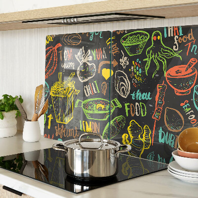 Schneidebrett Glas mit kulinarischem Motiv