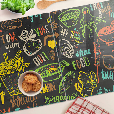 Schneidebrett Glas mit kulinarischem Motiv