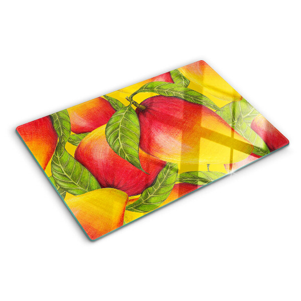 Glas schneidebrett Paprika auf grünem Blätterhintergrund