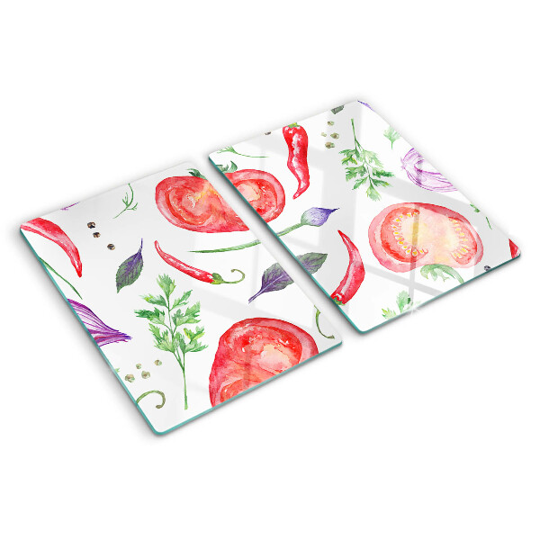 Schneidebrett Gemüseakzente in Aquarell