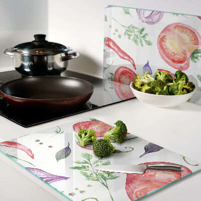 Schneidebrett Gemüseakzente in Aquarell