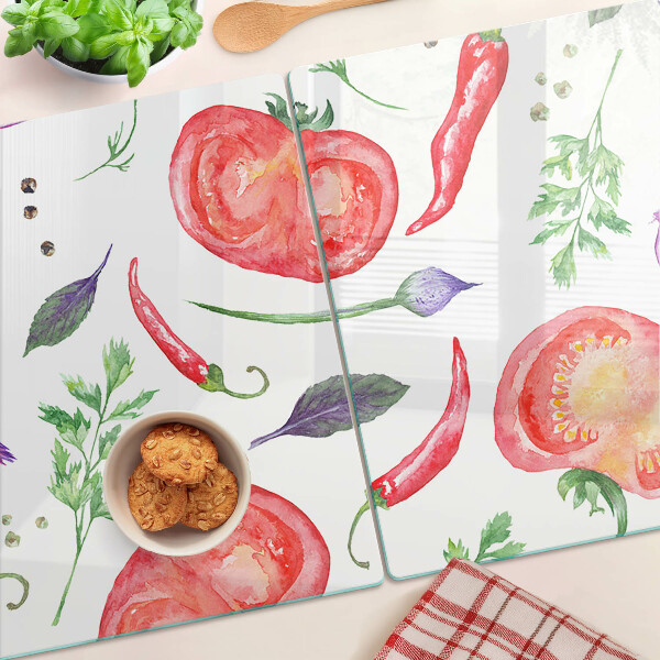 Schneidebrett Gemüseakzente in Aquarell