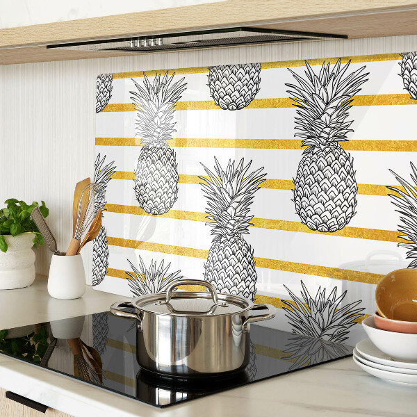 Glas-Schneidebrett mit Motiv aus Ananasstreifen