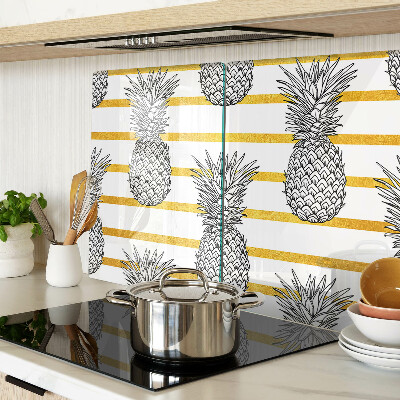 Glas-Schneidebrett mit Motiv aus Ananasstreifen