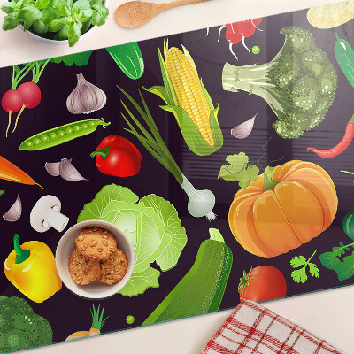 Schneidebrett glas Gemüse und Kräuter