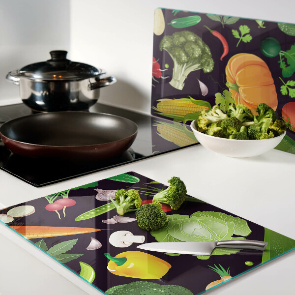 Schneidebrett glas Gemüse und Kräuter