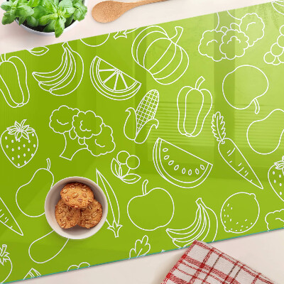 Glas-Schneidebrett mit Motiv Obst und Gemüse