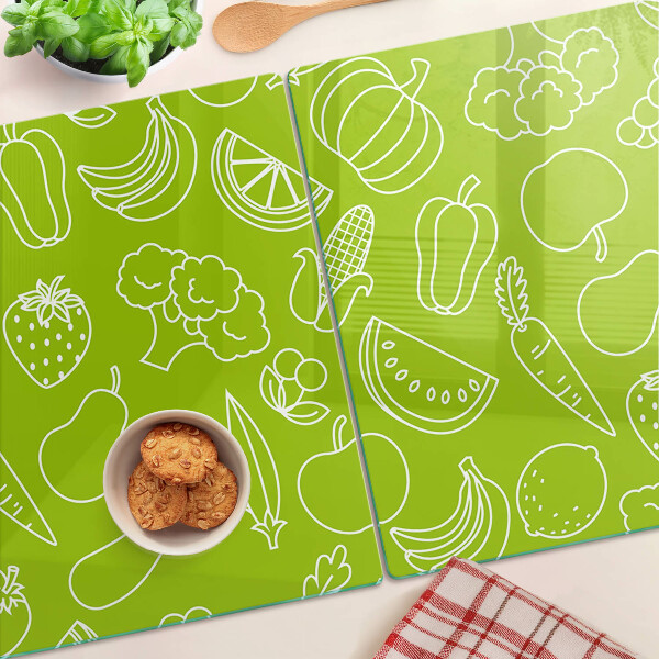 Glas-Schneidebrett mit Motiv Obst und Gemüse