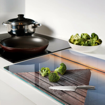 Schneidebrett glas Pier am See bei Sonnenuntergang