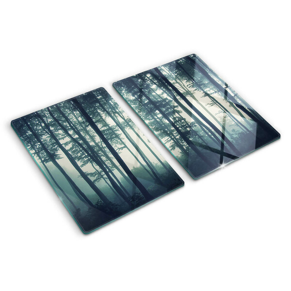 Schneidebrett mit Motiv 'Wald im Nebel'