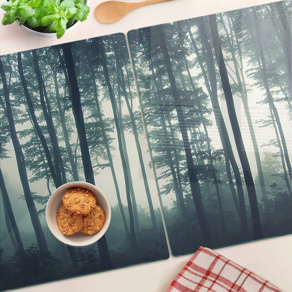 Schneidebrett Wald im Nebel