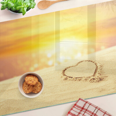 Schneidebrett Glas mit Motiv eines Strandes bei Sonnenuntergang
