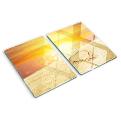 Schneidebrett glas Strand bei Sonnenuntergang