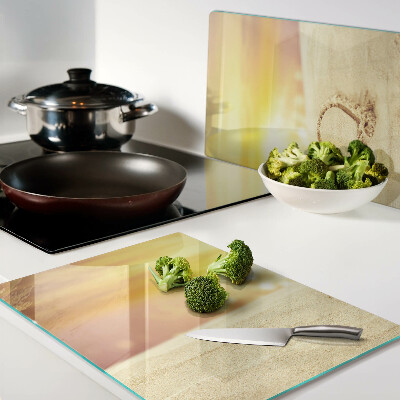 Schneidebrett Glas mit Motiv eines Strandes bei Sonnenuntergang