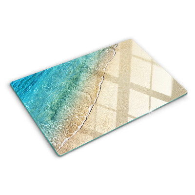 Glas schneidebrett Strand und Meereswellen