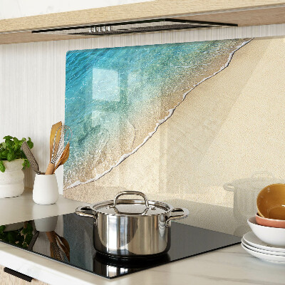 Glas-Schneidebrett mit Motiv von Strand und Meereswellen