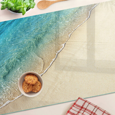 Glas schneidebrett Strand und Meereswellen