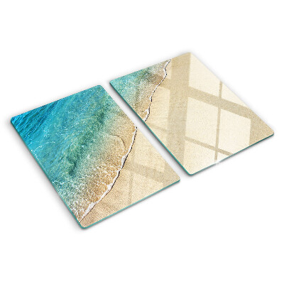 Glas schneidebrett Strand und Meereswellen
