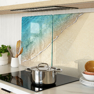 Glas schneidebrett Strand und Meereswellen