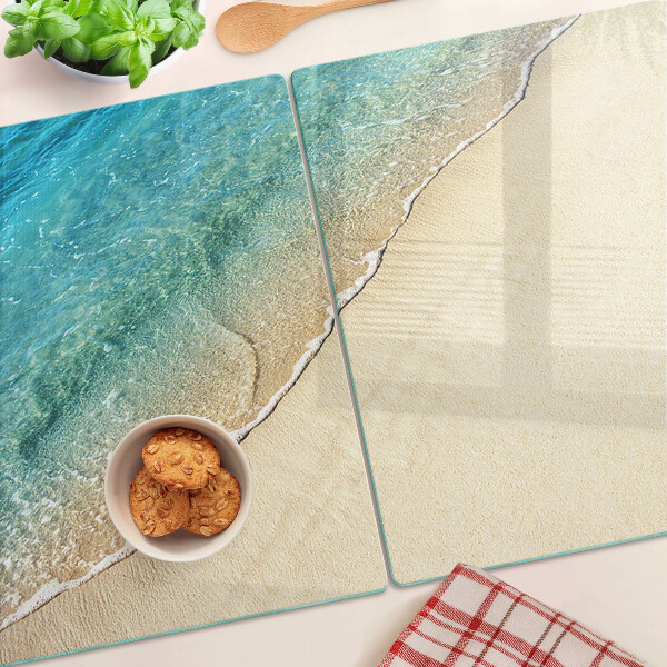 Glas schneidebrett Strand und Meereswellen