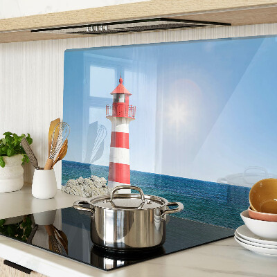 Glas schneidebrett Ein Leuchtturm über dem Meer