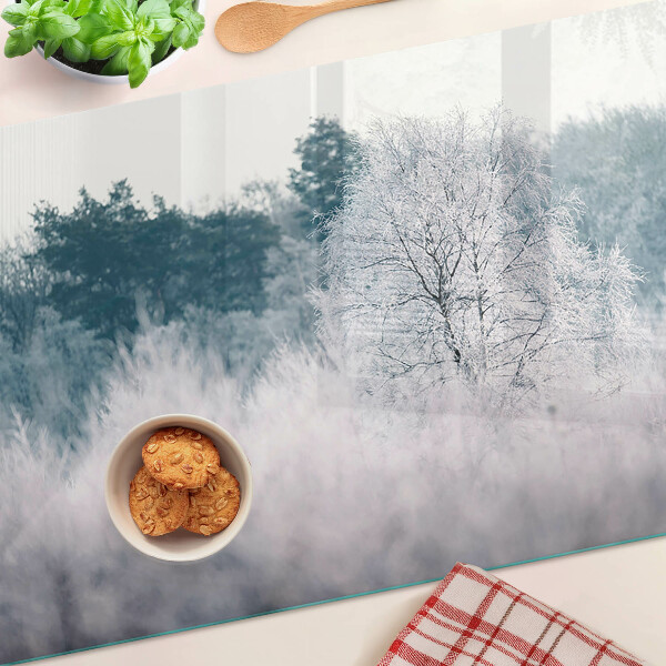 Schneidebrett glas Winterlandschaft mit Bäumen