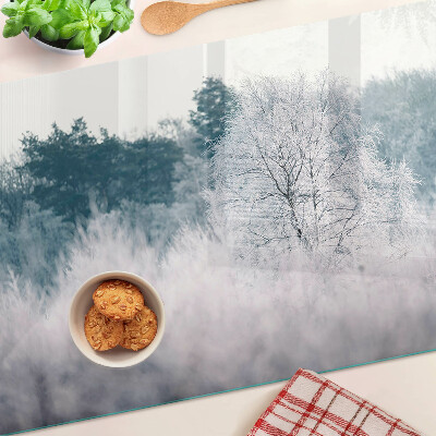 Schneidebrett glas Winterlandschaft mit Bäumen