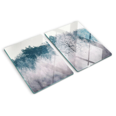Schneidebrett glas Winterlandschaft mit Bäumen
