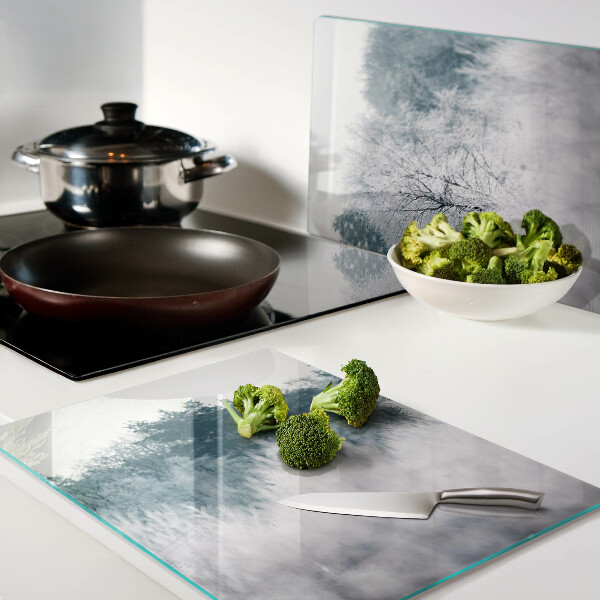 Schneidebrett glas Winterlandschaft mit Bäumen