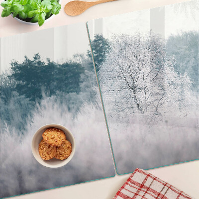 Schneidebrett glas Winterlandschaft mit Bäumen