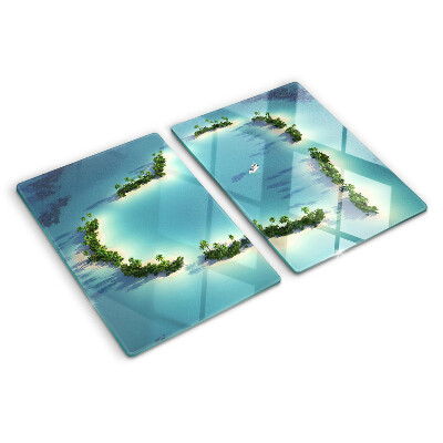Glas schneidebrett Eine paradiesische Insel mit Palmen