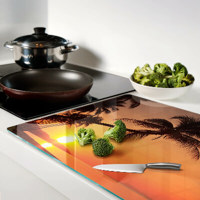 Glas schneidebrett Sonnenuntergang am Strand