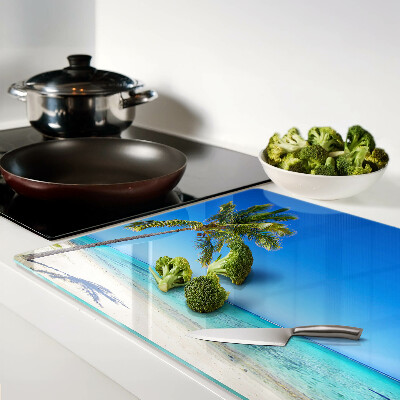 Schneidebrett glas Strand mit einer Palme