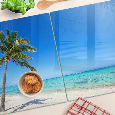 Schneidebrett glas Strand mit einer Palme
