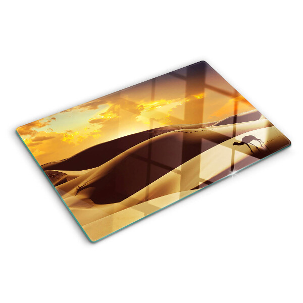 Schneidebrett Glas mit Motiv einer Wüstenlandschaft bei Sonnenuntergang
