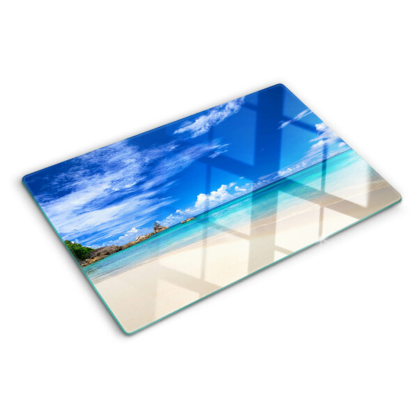 Schneidebrett Tropischer Strand mit blauem Himmel