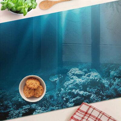 Schneidebrett Glas mit Unterwasserlandschaft und Korallenriff