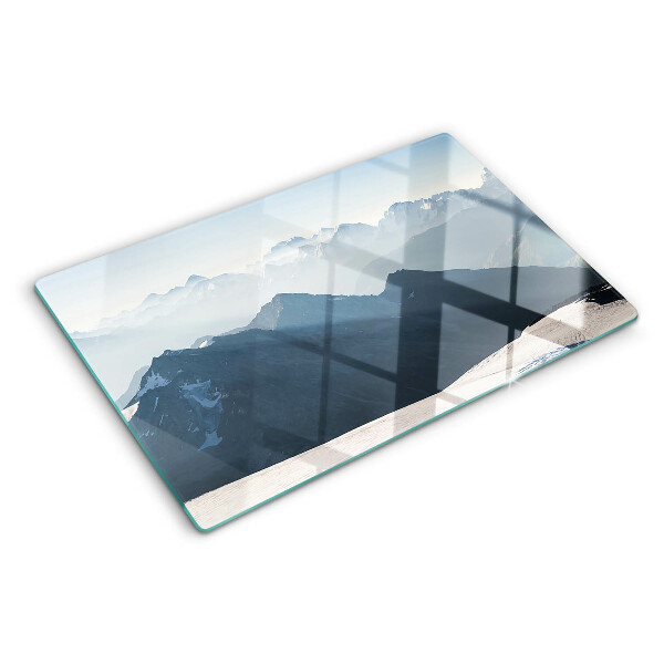 Glas schneidebrett Berglandschaft in den Wolken