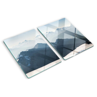 Glas schneidebrett Berglandschaft in den Wolken