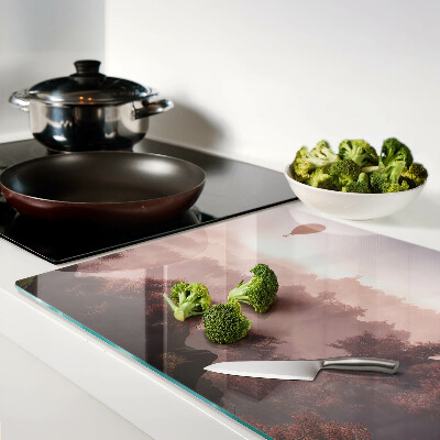 Schneidebrett glas Heißluftballon über der Landschaft