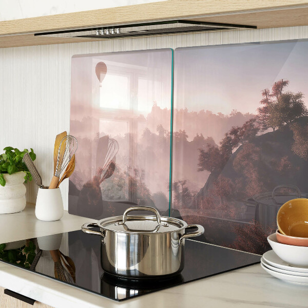 Schneidebrett glas Heißluftballon über der Landschaft
