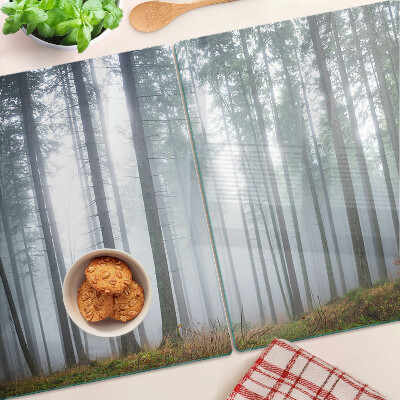 Glas-Schneidebrett mit Motiv 'Nebelwald'