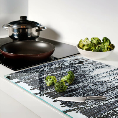 Schneidebrett glas Winterwald mit Birken